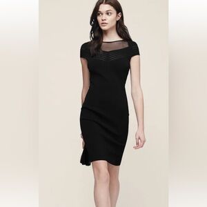 Reiss Black Midi Dress Lana Sheer panel Dress New With Tags stuning